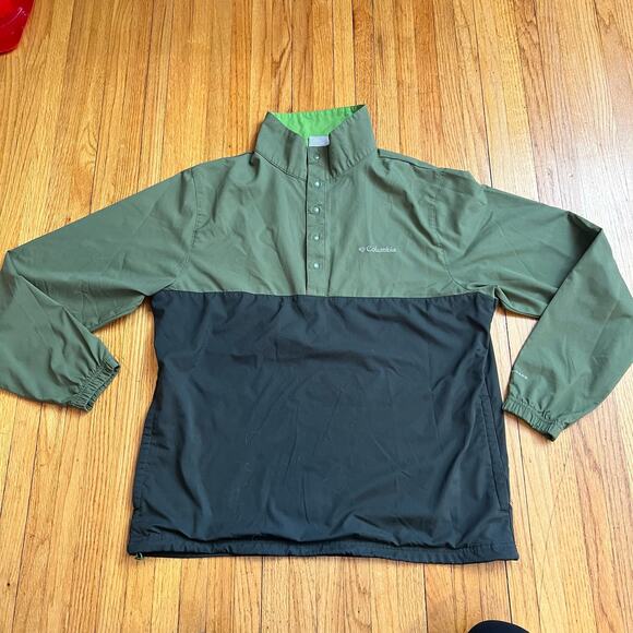 Columbia Jacket Mens Medium Quarter Snap Lightweight Gren Coat - Picture 1 of 8